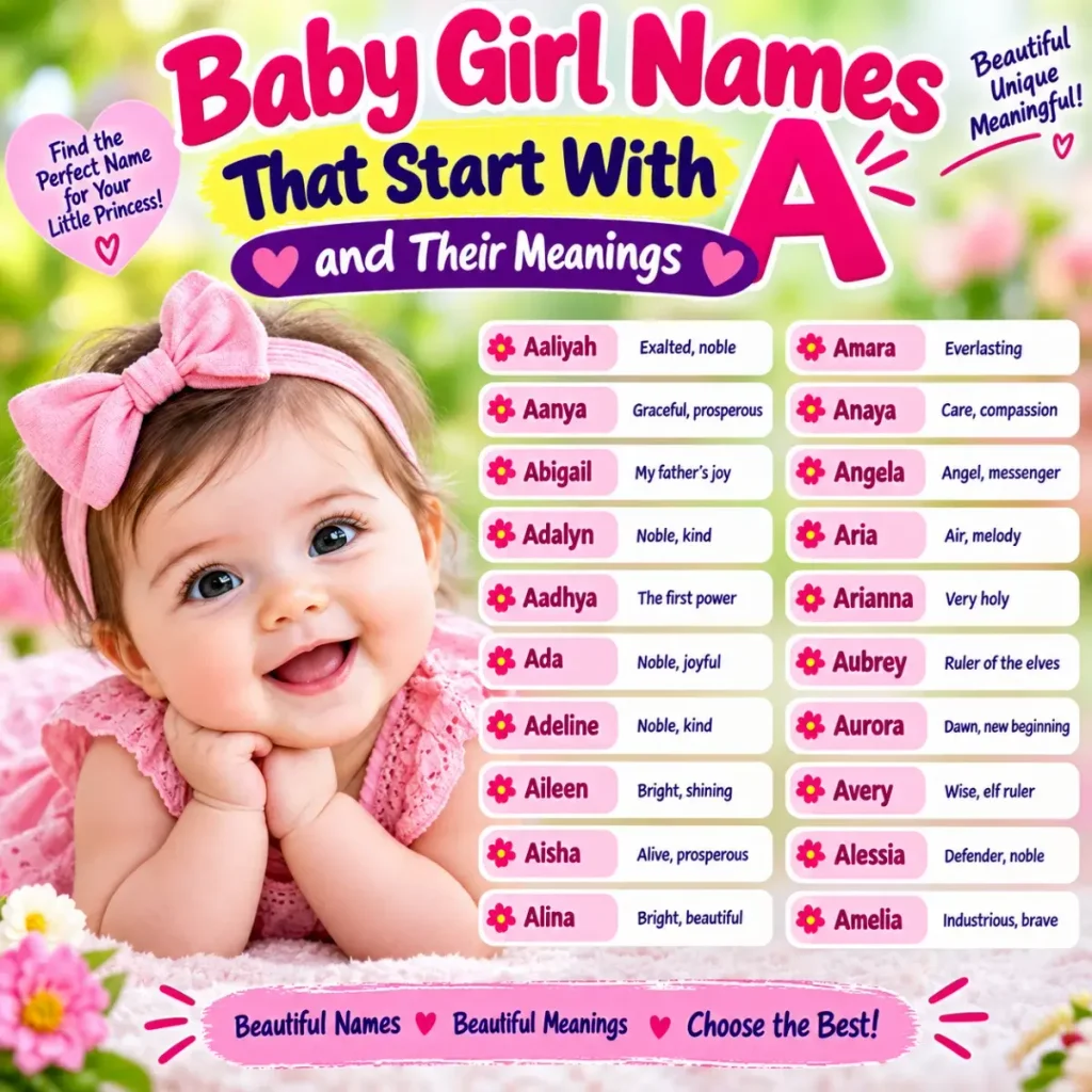 Baby Girl Names That Start With A and Their Meanings
