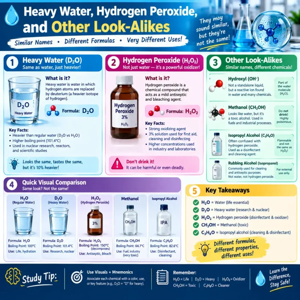 Heavy Water, Hydrogen Peroxide, and Other Look-Alikes