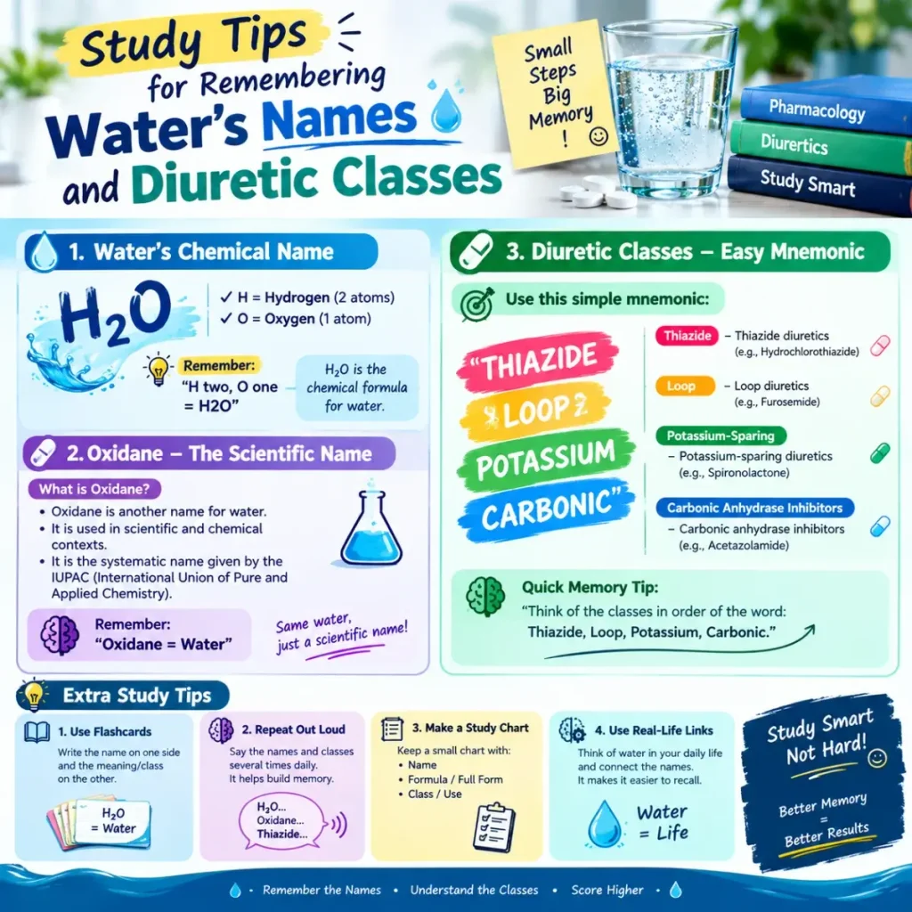 Study Tips for Remembering Waterβs Names and Diuretic Classes