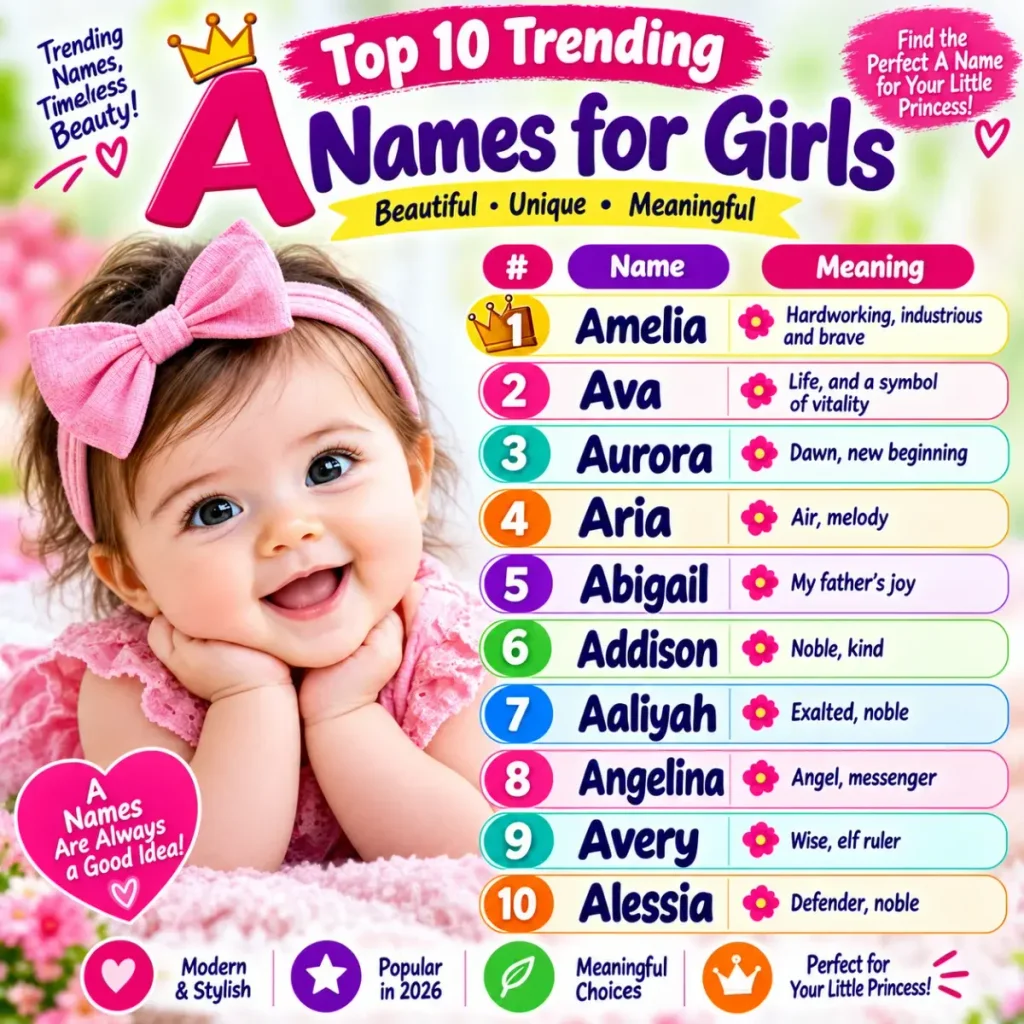 Top 10 Trending A Names for Girls