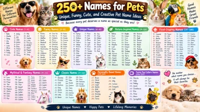 250+Names for Pets Unique, Funny, Cute, and Creative Pet Name Ideas