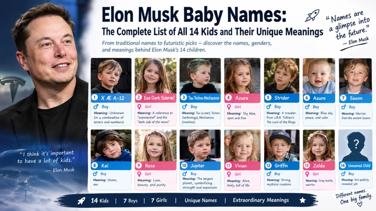 Elon Musk Baby Names The Complete List of All 14 Kids and Their Unique Meanings