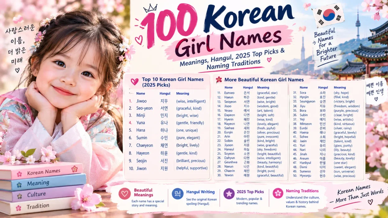 100 Korean Girl Names Meanings, Hangul, 2025 Top Picks & Naming Traditions