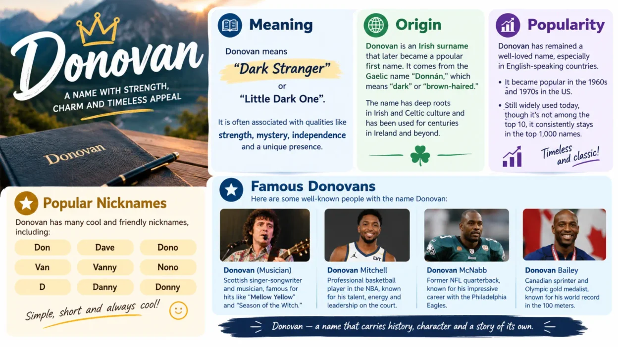 Donovan Name Meaning Origin, Popularity, Nicknames & Famous Donovans